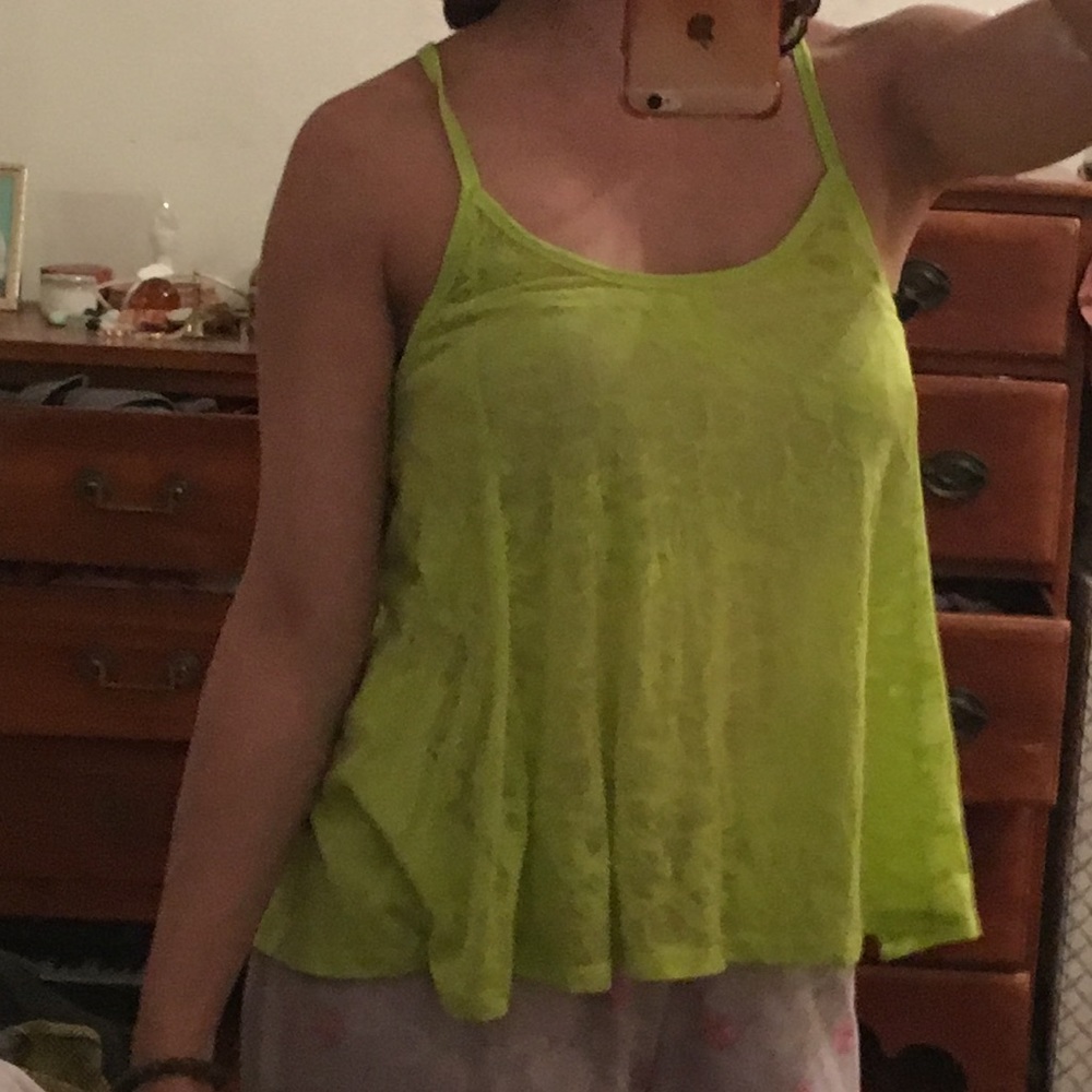 Lime green self color print tank